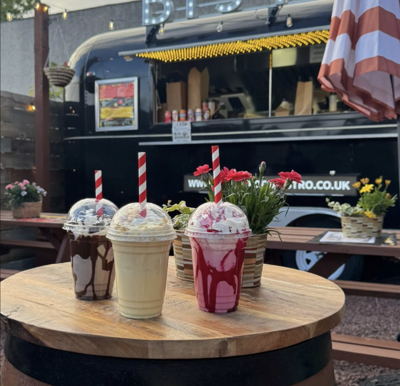 Bistro milkshakes on a table